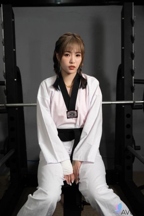 Pretty asian chick girlfriend chick Bad Bad rides her karate master during training - #1322901
