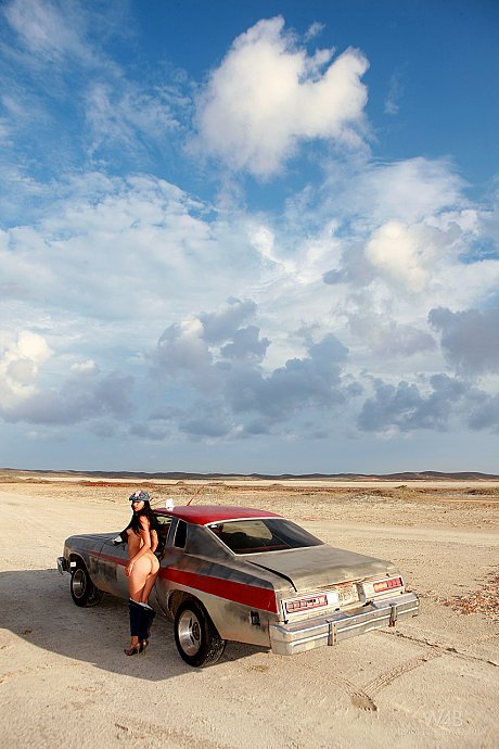Attractive babe Ruth Medina unveils her natural body and poses on an old taxi - Image 7 of 20  in Model category   featuring Ruth Medina, ZAZA 