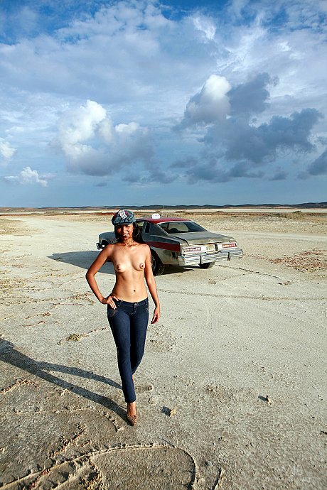 Attractive babe Ruth Medina unveils her natural body and poses on an old taxi - Image 8 of 20  in Model category   featuring Ruth Medina, ZAZA 