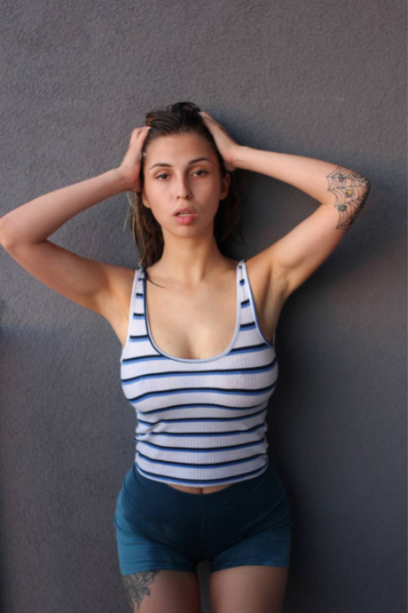 Wet amateur babe Sultan Aisu goes topless and squeezes her massive boobs - #1430028