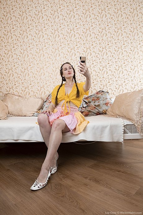 American hottie Ley Ozzy shows off her fine lovely boobies & spreads her bushy snatch - Image 1 of 21  in Spreading category   featuring Ley Ozzy 