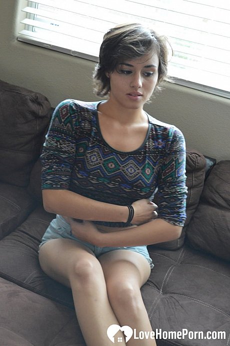Amateur babe strips fully undressed & masturbates with a dildo on the couch - Image 4 of 20  in Teen category   featuring Camila 