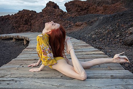 Redheaded teen babe Sherice gets rid of her yellow outfit and poses naked - Image 3 of 21  in Model category   featuring Sherice 
