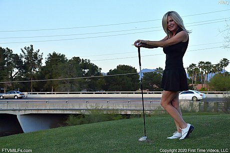 Seductress Hilary flashes her panties & shows her cleavage while playing golf - Image 5 of 20  in Outdoor category   featuring Hilary 