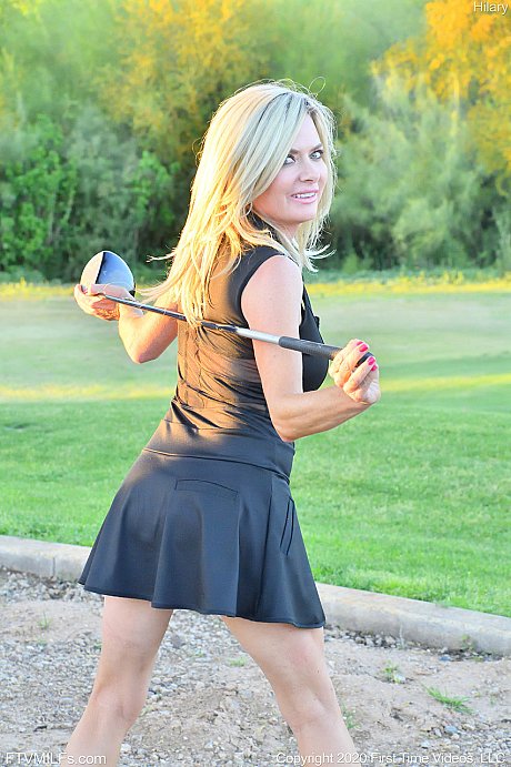 Seductress Hilary flashes her panties & shows her cleavage while playing golf - Image 13 of 20  in Outdoor category   featuring Hilary 