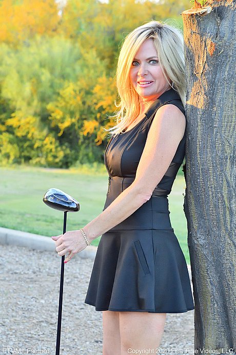 Seductress Hilary flashes her panties & shows her cleavage while playing golf - Image 19 of 20  in Outdoor category   featuring Hilary 