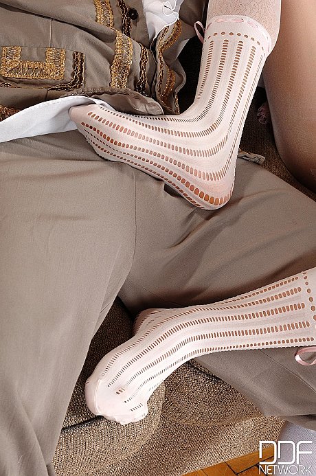 Horny babe with a mask Federica Hill gives a footjob on a couch - Image 4 of 21  in Pantyhose category   featuring Federica Hill, Lauro Giotto 