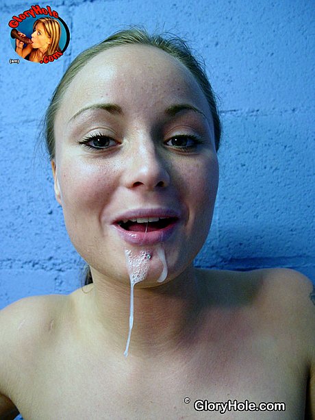White girl Anne-Marie drips spunk from her chin after a visit to a gloryhole - Image 18 of 18  in Spreading category   featuring Anne Marie 