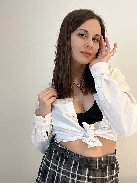 Sweet brunette young Alina Berryy teases with her cleavage and big butt - Image 8 of 17  in Model category   featuring Alina Berryy 
