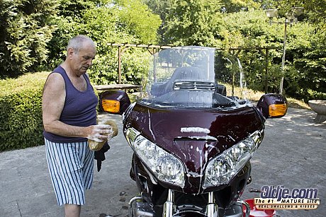Flat chested fresh teenie slut girlfriend chick gets on her knees in the street give oldman POV blowy - Image 1 of 16  in Outdoor category   featuring Nataly Von 