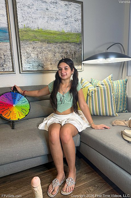 Young teenie bitch GF girl with long hair removes a white skirt before masturbating - Image 1 of 15  in Masturbation category   featuring Vanesa 