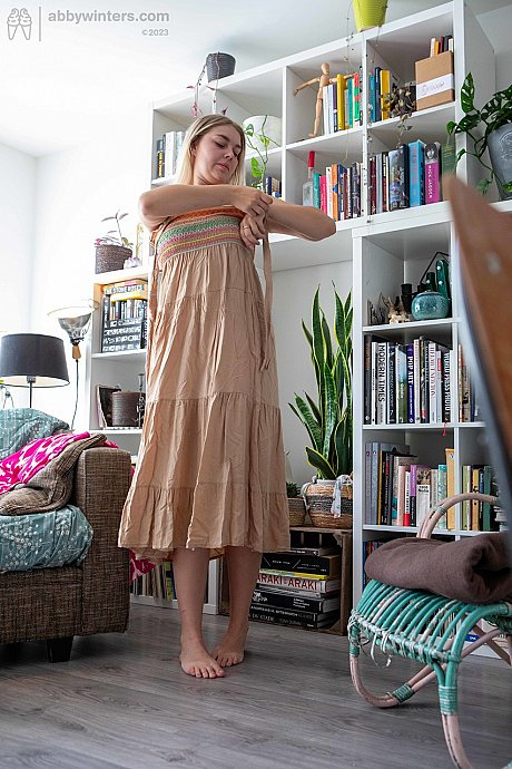 Curvy amateur teen Denise D teases with her curves while changing her clothes - Image 19 of 21  in Legs category   featuring Denise D 