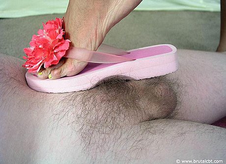 Blonde bitch broad smacks her submissive lover small meat with a flip-flop - Image 2 of 15  in Close Up category  