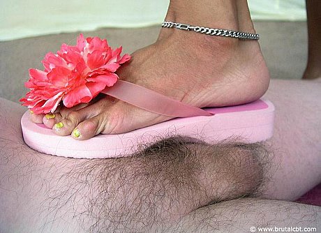 Blonde bitch broad smacks her submissive lover small meat with a flip-flop - Image 3 of 15  in Close Up category  