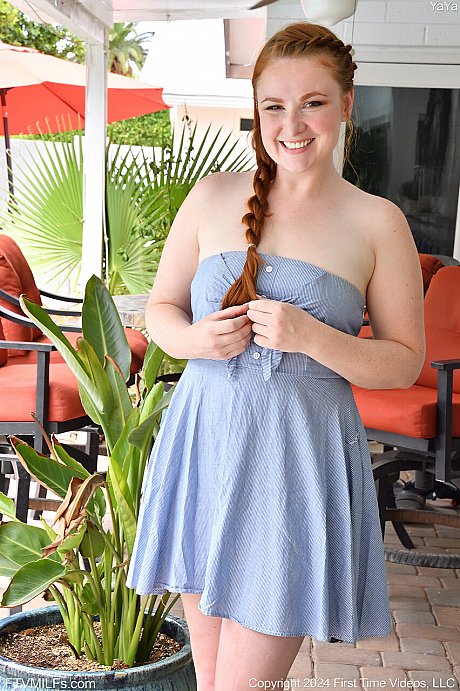Ginger amateur Yaya shows off her nice boobies and bushy pussy in a solo - Image 2 of 20  in Close Up category   featuring Yaya 