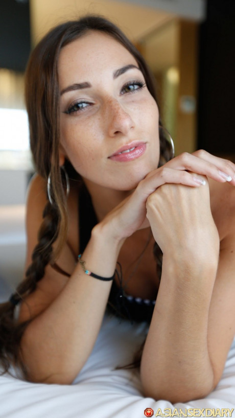 Charming amateur Stephanie does a hot striptease on her bed before POV sex - #1465861