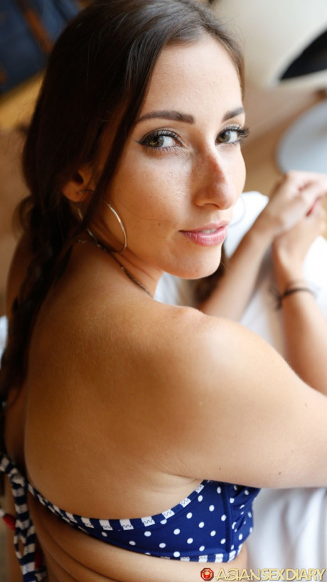Charming amateur Stephanie does a hot striptease on her bed before POV sex - #1465867