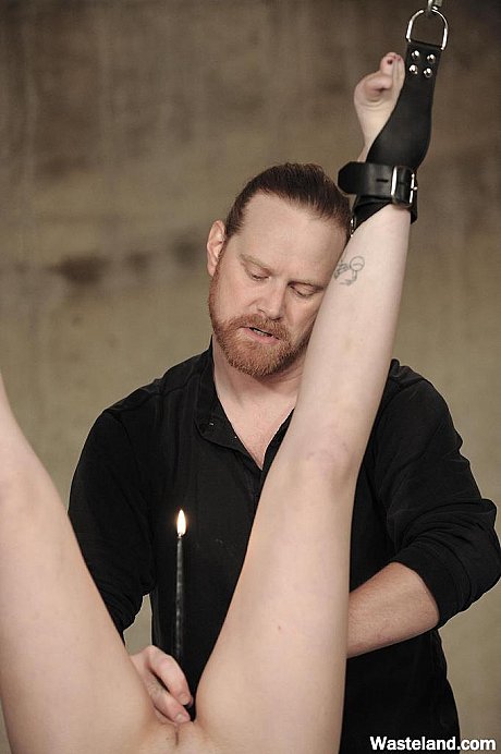 Yellow-haired lady broad gets hung upside down by her ankles for whipping & masturbation - Image 2 of 12  in Dildo category  