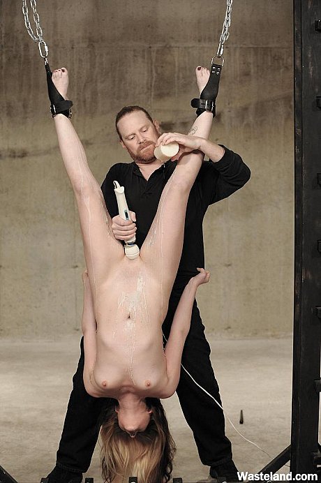 Yellow-haired lady broad gets hung upside down by her ankles for whipping & masturbation - Image 7 of 12  in Dildo category  