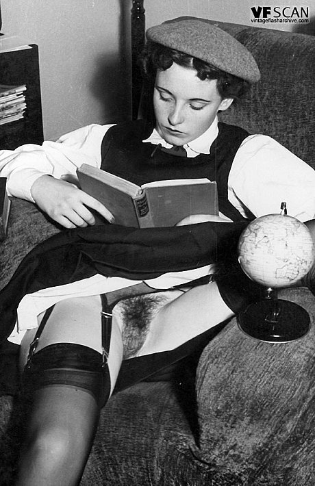 Schoolgirls from another era expose and even toy their natural pussies - Image 2 of 12  in Dildo category  