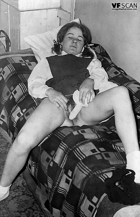 Schoolgirls from another era expose and even toy their natural pussies - Image 12 of 12  in Dildo category  